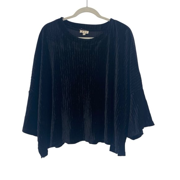 POL Womens Small Relaxed Fit Crushed Velvet Pleated Boxy HWT140 Textured Blouse - Picture 1 of 9